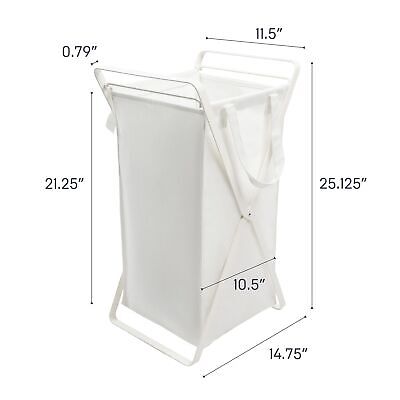 Yamazaki Home Laundry Hamper Clothes Basket Liner | Steel + Cotton, Medium, W...