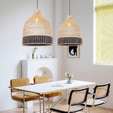 1 Light Rattan Pendant Light Coastal Wicker Boho Chandelier Handwoven Hanging...