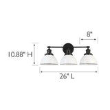 Design House 588301 Savannah Farmhouse 3-Light Indoor Bathroom Vanity Light D...