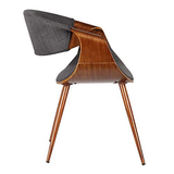 Armen Living Butterfly Dining Chair in 22D x 21W x 29H in, Charcoal/Walnut