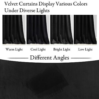 KGORGE Black Velvet Curtains 96 inches 2 Panels, Velvet Blackout Curtains for...