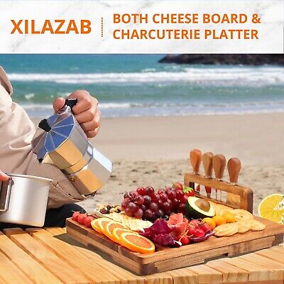 Premium Large Cheese Boards Acacia Nice Charcuterie Boards Gift Set Handcraft...