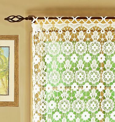 Today's Curtain Medallion Macram&#233; Panel 63",Ecru,48W x 63L Ecru