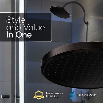 SparkPod 10 Inch Rectangle Rain Shower Head - Ceiling or Wall Mount Rainfall ...