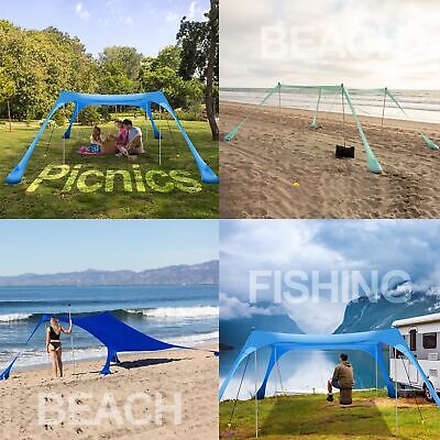 Buheco Beach Tent Pop Up Shade 7x7.5ft Beach Canopy Sun Shelter UPF50+ with 4...