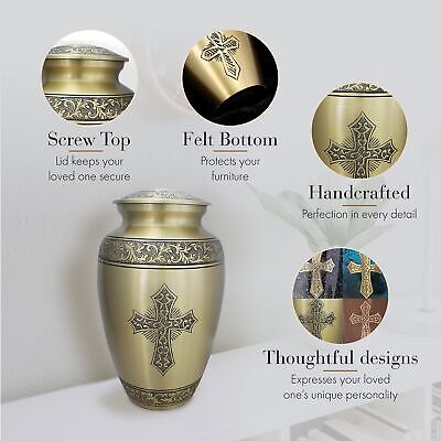 Gold Love of Christ Cremation Urn for Human Ashes Adult Female for Burial & H...