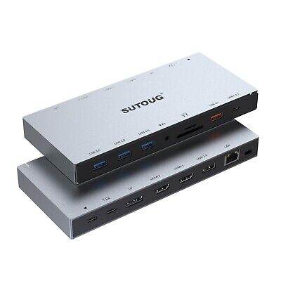 Docking Station, SUTOUG 15 in 1 USB C Docking Station 3 Monitors with 2 HDMI ...