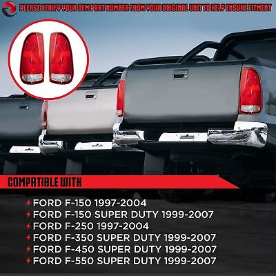 RAREELECTRICAL New Tail Light Pair Compatible With Ford F-150 F-250 1997-2004...