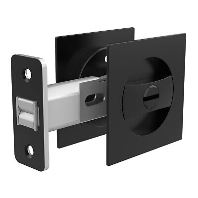 3 Pack Pocket Door Lock for Bathroom, Matte Black Pocket Door Hardware Privac...