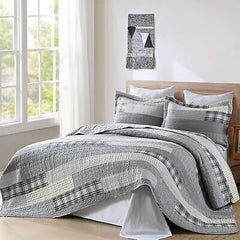 Queen Size Quilt,Patchwork Quilt Bedding Set 100% Cotton Plaid Bedspread Quee...