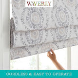 Waverly Adonis Medallion 100% Blackout Roman Shade, Cordless and Noise Reduci...