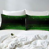 Ombre Stripes Bedding Set Queen Black Green Outer Space Comforter Modern Grad...