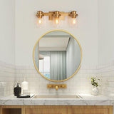 LALUZ Bathroom Light Fixtures, Gold Vanity Light Fixture with Seeded Glass Sh...