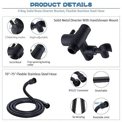 All Metal Shower Faucet Set, Dual Square Shower Head System with Handheld Wan...