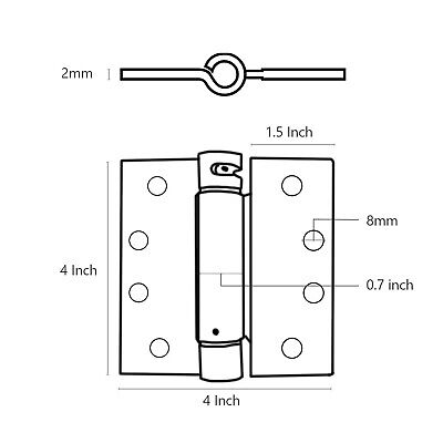 Basics Self-Closing Door Hinge, 4 Inch x 4 Inch, 4 Pack, Hinge Hardware, Spri...