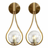 BOKT Gold Globe Glass Wall Sconce 2 Pack Mid-Century Modern Vanity Lights Ind...