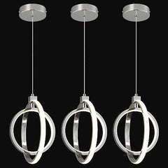 Modern LED Chandelier Chrome Ring Pendant Light Fixtures 4000K Dimmable Heigh...