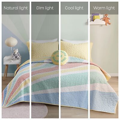 Urban Habitat Kids Quilt Set for Kids, Vibrant Sunburst Rainbow Coverlet for ...