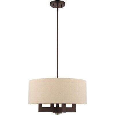 Livex Lighting 46164-07 4 Light Bronze Chandelier, Bronze W/Antique Brass Acc...