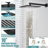 ESNBIA Shower System Black, Bathroom 10 Inches Rain Shower Head with Handheld...