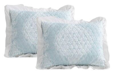 Lush Decor Lucianna Ruffle Edge Cotton 3 Piece Bedspread Set, Full/Queen, Blue