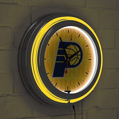 Trademark Gameroom NBA Chrome Double Rung Neon Clock - City - Indiana Pacers