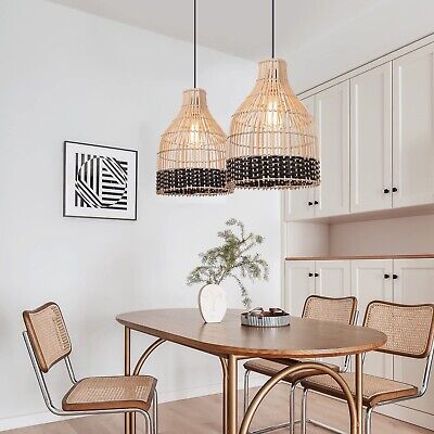 Arturesthome 1 Light Rattan Pendant Light for Kitchen Island, Wicker Hanging ...