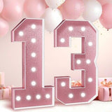 Marquee Numbers Rose Gold 13th-Birthday Decoration: 4FT Large Light Up 13 Yea...