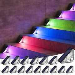 JACKYLED 16 Pack Outdoor Solar Stair Lights Waterproof, Solar Steps Lights Ou...