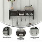 Flash Furniture Daly Wall Mounted Storage Rack - Blackwashed Solid Pine Wood ...