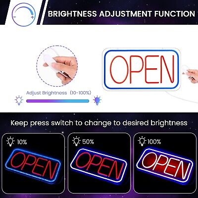 LED Neon Open Sign for Business with Adapter,16.5"x 9" Adjustable Brightness ...