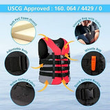 XGEAR Adult USCG Life Jacket Water Sports Life Vest Red XX-Large