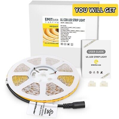 EMITEVER COB LED Strip Lights Warm White, 2700K Tape Light 32.8ft, Premium Hi...