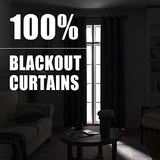 Rutterllow 100% Blackout Curtains, 96 inches 2 Panel Sets, Heat and Full Ligh...