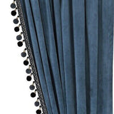 Luxury Pom Poms Curtain for Living Room Blackout Velvet 2 Panels Curtains Set...