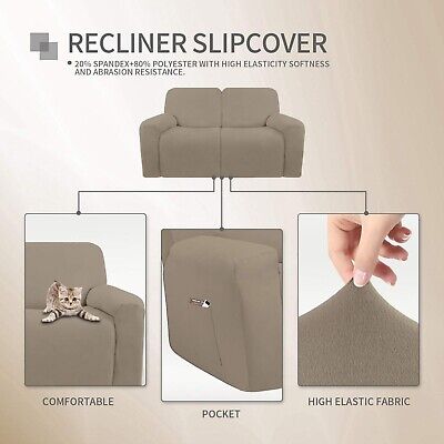 Easy-Going 6 Pieces Microfiber Stretch Sectional Recliner Sofa Slipcover Soft...