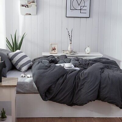 LIFETOWN 100% Jersey Knit Cotton Duvet Cover Set T-Shirt Feel Bedding Set Ult...