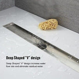 Linear Shower Drain, Shower Drain 28 inch with Removable Grate Cover, Profess...