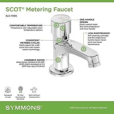 Symmons SLS-7000 SCOT Metering Lavatory Faucet in Polished Chrome (0.5 GPM)