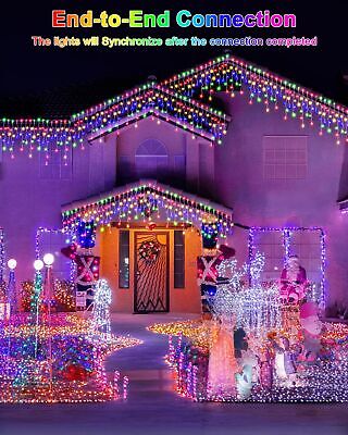 53 FT Icicle Lights for Outside, 486 LED Icicle Christmas Lights Outdoor Plug...