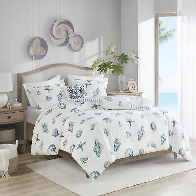 Harbor House 100% Cotton Duvet Cover, Seashells Duvet Cover Set &#8211; Light We