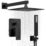 Shower System, Black Shower Faucet Set with 12-Inch Rain Shower Head and Hand...