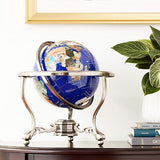 Unique Art 13-Inch Tall Table Top Blue Lapis Ocean Gemstone World Globe with ...