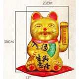 13" Waving Lucky Fortune Cat Maneki Neko Japanese Porcelain Lucky Cat #30CM