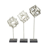 CosmoLiving by Cosmopolitan Marble Geometric Sculpture with Marble Base, Set ...