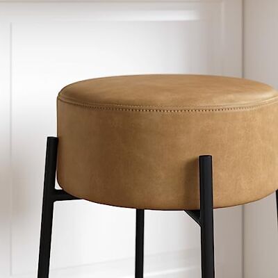 Nathan James Isaac 24" Modern Backless Bar Stool with Round Light Brown/Black