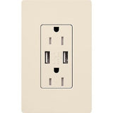 Lutron Claro 15 Amp USB Duplex Outlet | CAR-15-UBTR-LA | Light Almond