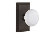 Nostalgic Warehouse Studio Plate & White Porcelain Door Knob Privacy-2.375 in