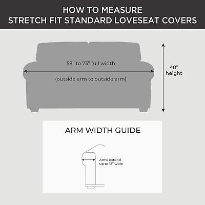 SureFit Stretch Jacquard Damask 2 Piece T Cushion Loveseat Slipcover in Gray