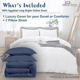 Steel Blue Duvet Cover Set King Size - Soft Long Staple Cotton Sateen Weave 3...